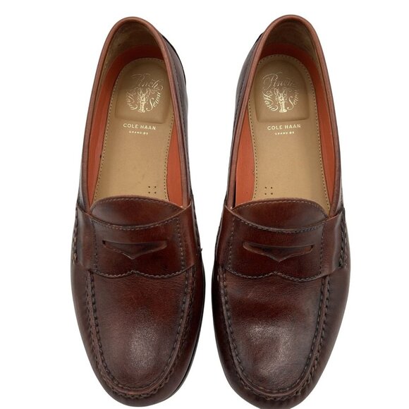 Cole Hann Grand.OS Pinch Hand Sewn Mens 9.5W Loafers Mahogany Leather Old Money - Picture 3 of 13